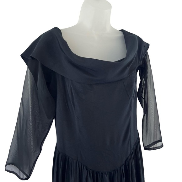 Rampage Dress Medium Black Sheer Maxi Cowl Whimsigoth Dark Romantic Y2K 90s Gown - Picture 7 of 16